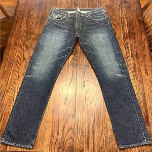 RRL Ralph Lauren Jeans W38 L34 Slim Narrow 14oz Union Blue Denim W/Zip Fly